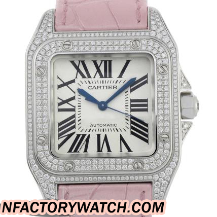 卡地亞Cartier Santos 山度士 WM501751 女錶 鑲鑽 實心316L不鏽鋼 鑲鑽錶圈-rhid-117836