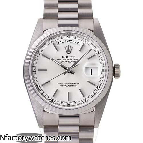 勞力士 Rolex 星期日曆型 DAY-DATE 18239 藍寶石水晶玻璃 白色錶帶錶盤 316F不鏽鋼-rhid-118054