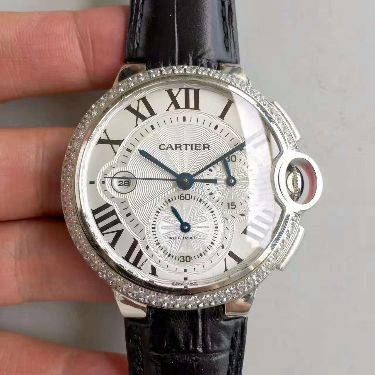 V5版卡地亞藍氣球系列計時腕錶 自動計時機芯 深碗型日曆窗口 雙層立體字面-rhid-118374