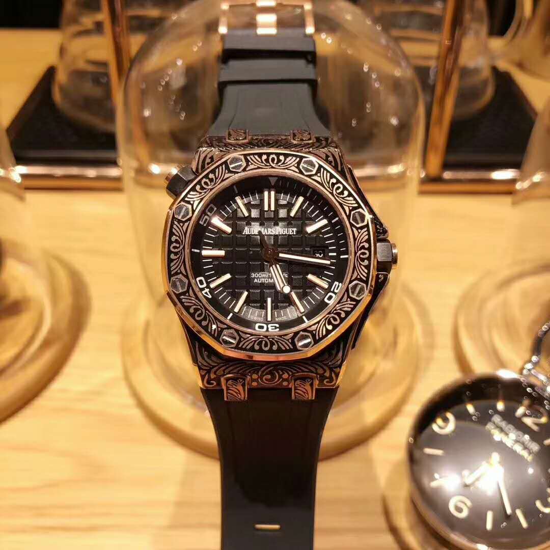 AP愛彼 皇家橡樹全身雕刻佛羅倫薩限量版 黑色錶盤-rhid-118433