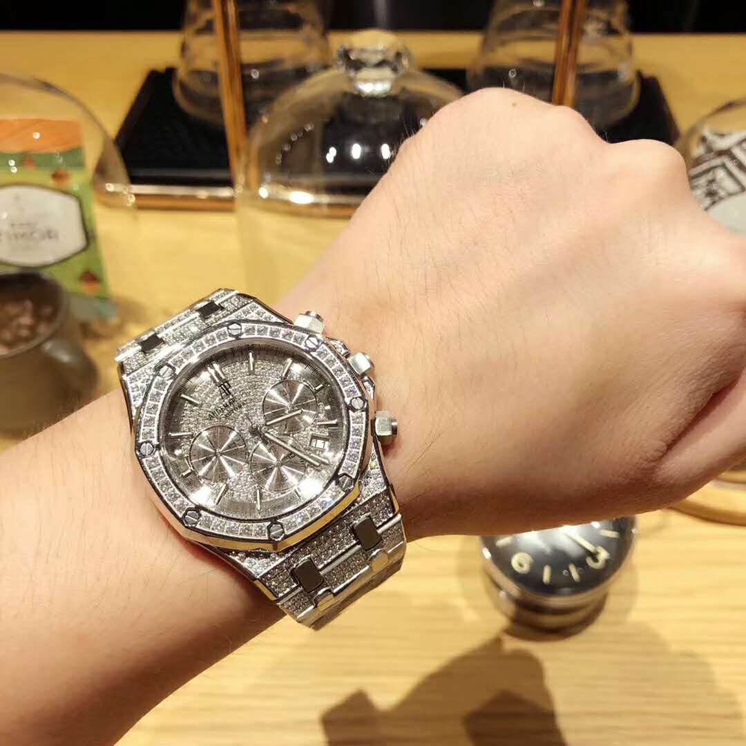 愛彼---Audemars Piguet 皇家橡樹系列 土豪款腕錶 高檔整殼人工鑲鑽-rhid-118470