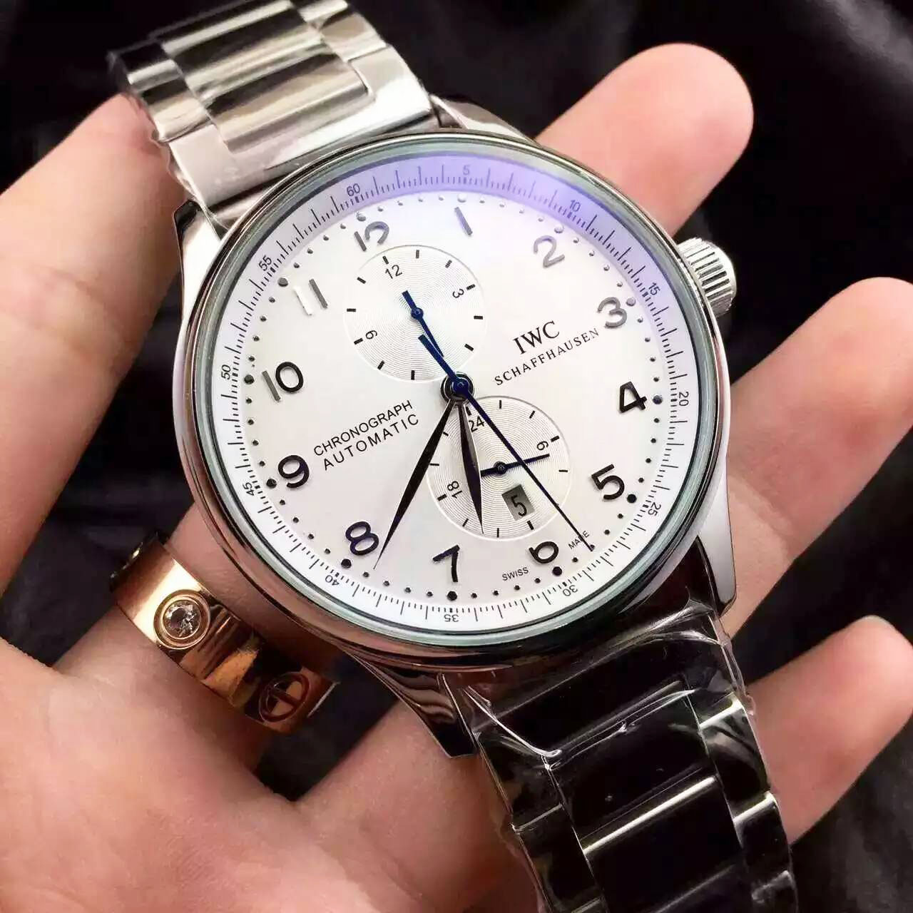 萬國 IWC 復雜多功能系列 男士自動機械腕錶爆款上市 真牛皮皮帶 針扣 透底 -rhid-116381