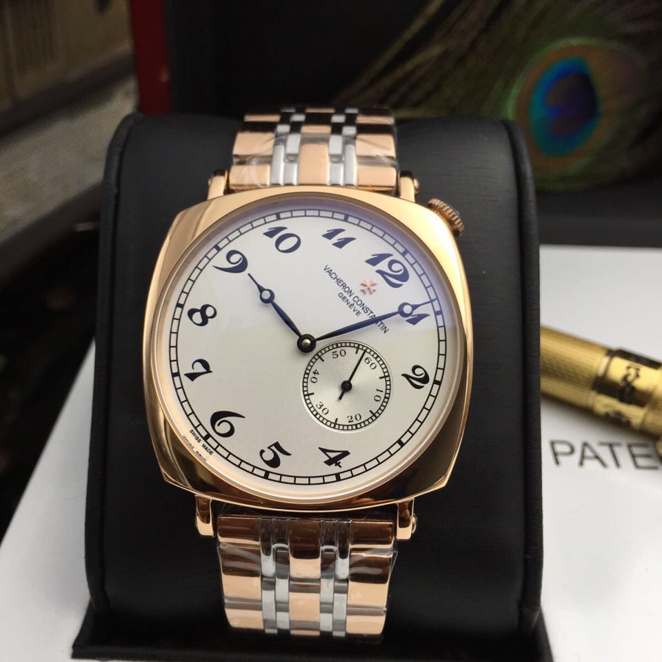 江詩丹頓 玫瑰金錶殼 間金錶帶 白色錶盤-rhid-116705