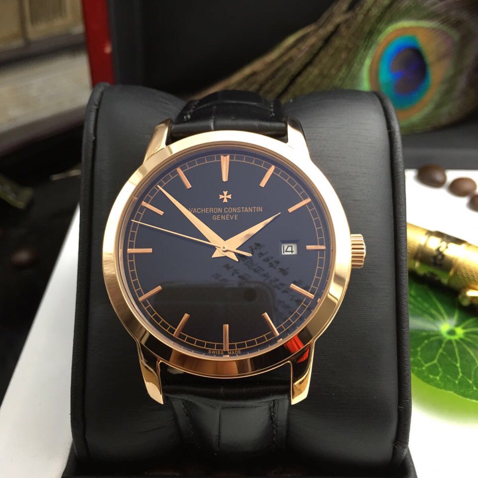 江詩丹頓 男士精品3針針機械腕錶 真牛皮錶帶-rhid-116716