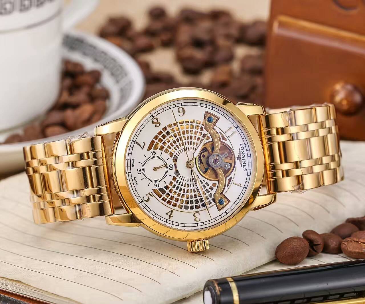 浪琴 精品男士鏤空腕錶 頂級機械機芯 礦物質超強鏡面 真牛皮錶帶 精湛品質-rhid-116846