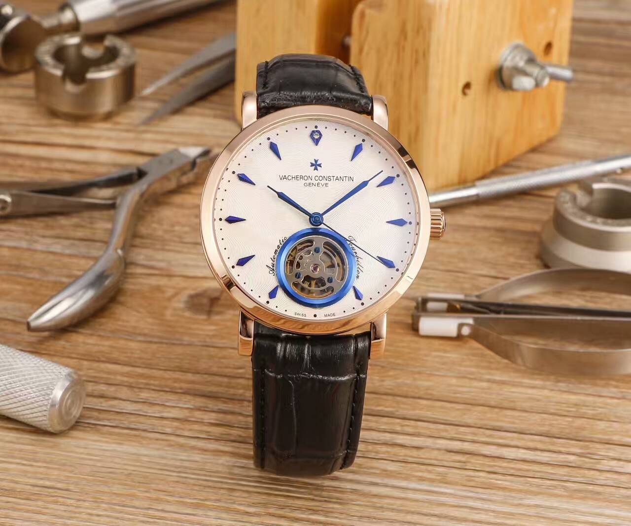 江詩丹頓 精品男士腕錶 頂級機械機芯 礦物超強鏡面 真牛皮錶帶 316精鋼 -rhid-116854