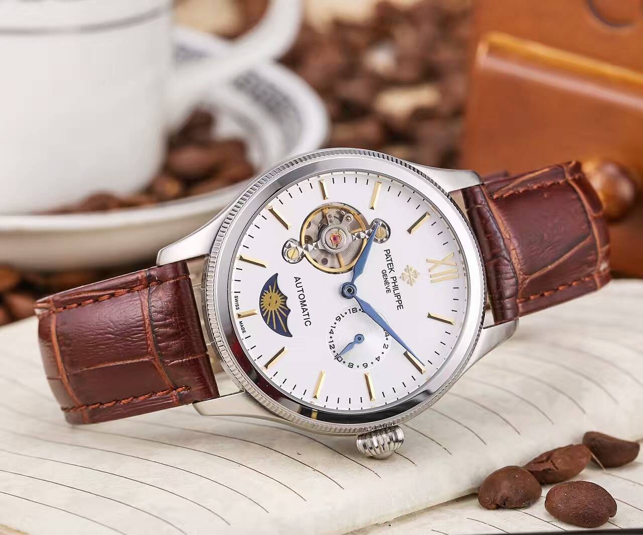 百達翡麗 頂級機械機芯 礦物質超強鏡面 真牛皮錶帶 生活防水 精品男士腕錶 -rhid-116857