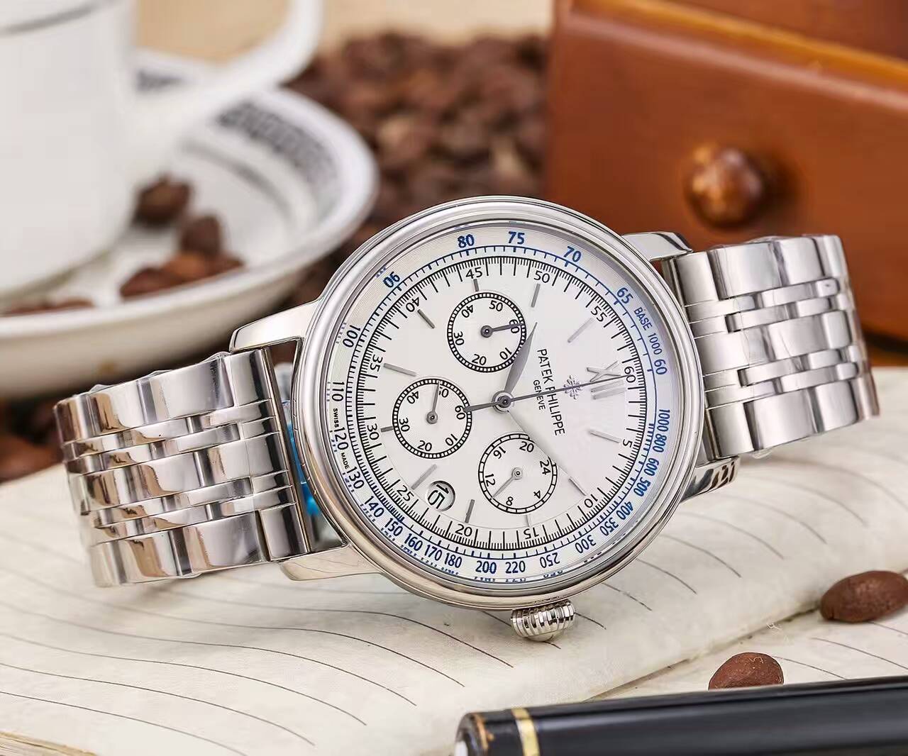 百達翡麗 進口石英機芯 礦物質超強鏡面 精鋼錶帶 直徑43mm 厚13mm 精品男士腕錶 -rhid-117005