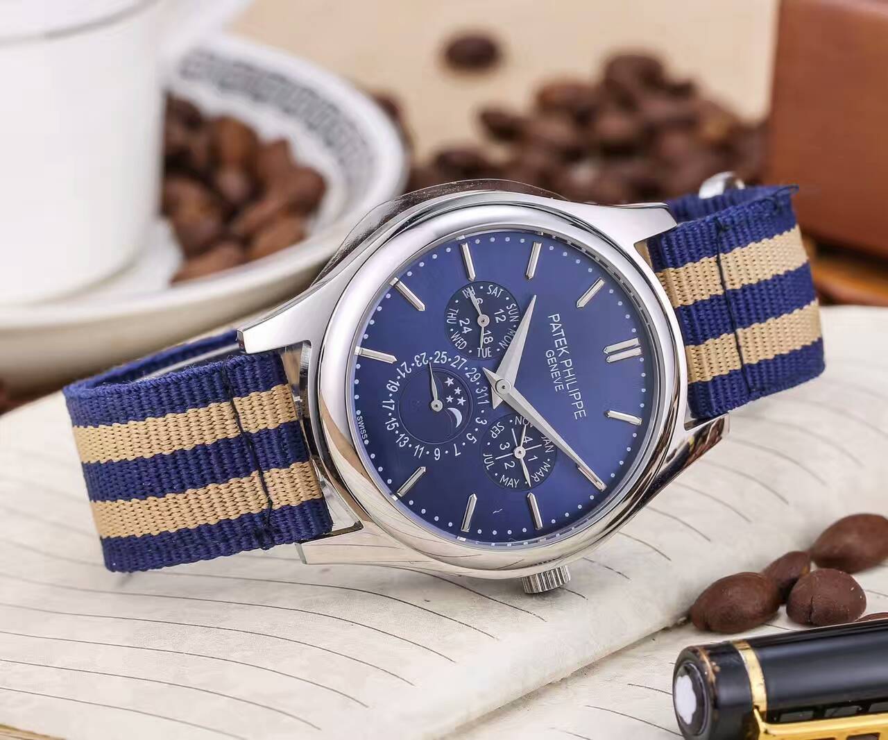 百達翡麗 礦物質超強鏡面 進口帆布錶帶 直徑42mm 厚13mm 頂級機械機芯 精品男士腕錶 -rhid-117059
