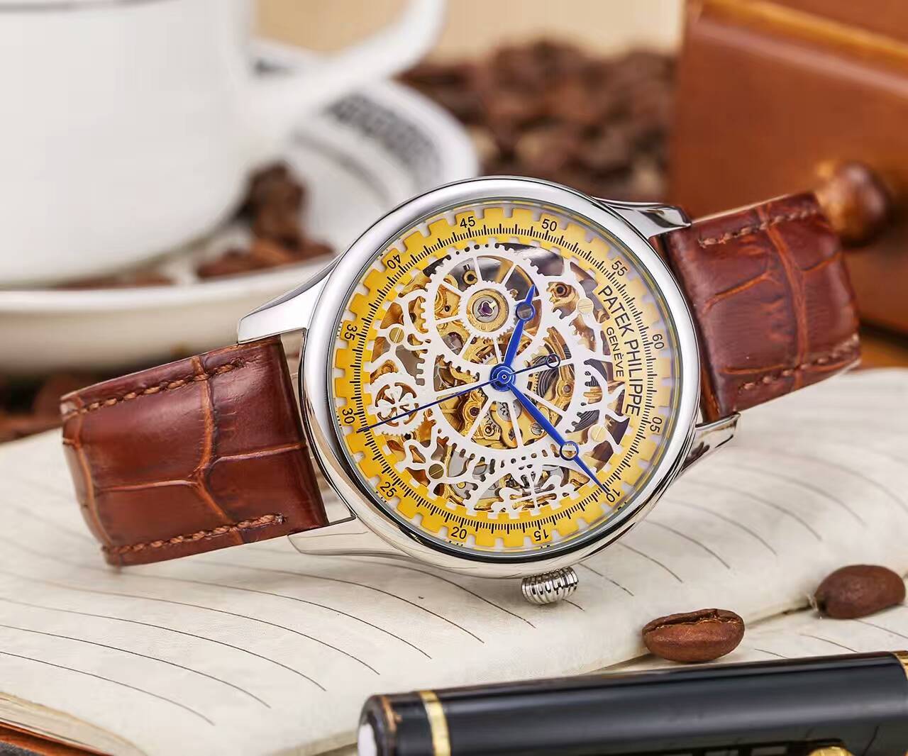 百達翡麗 精品男士 鏤空機芯 頂級臻品 真牛皮錶帶 316精鋼 精湛品質-rhid-117127