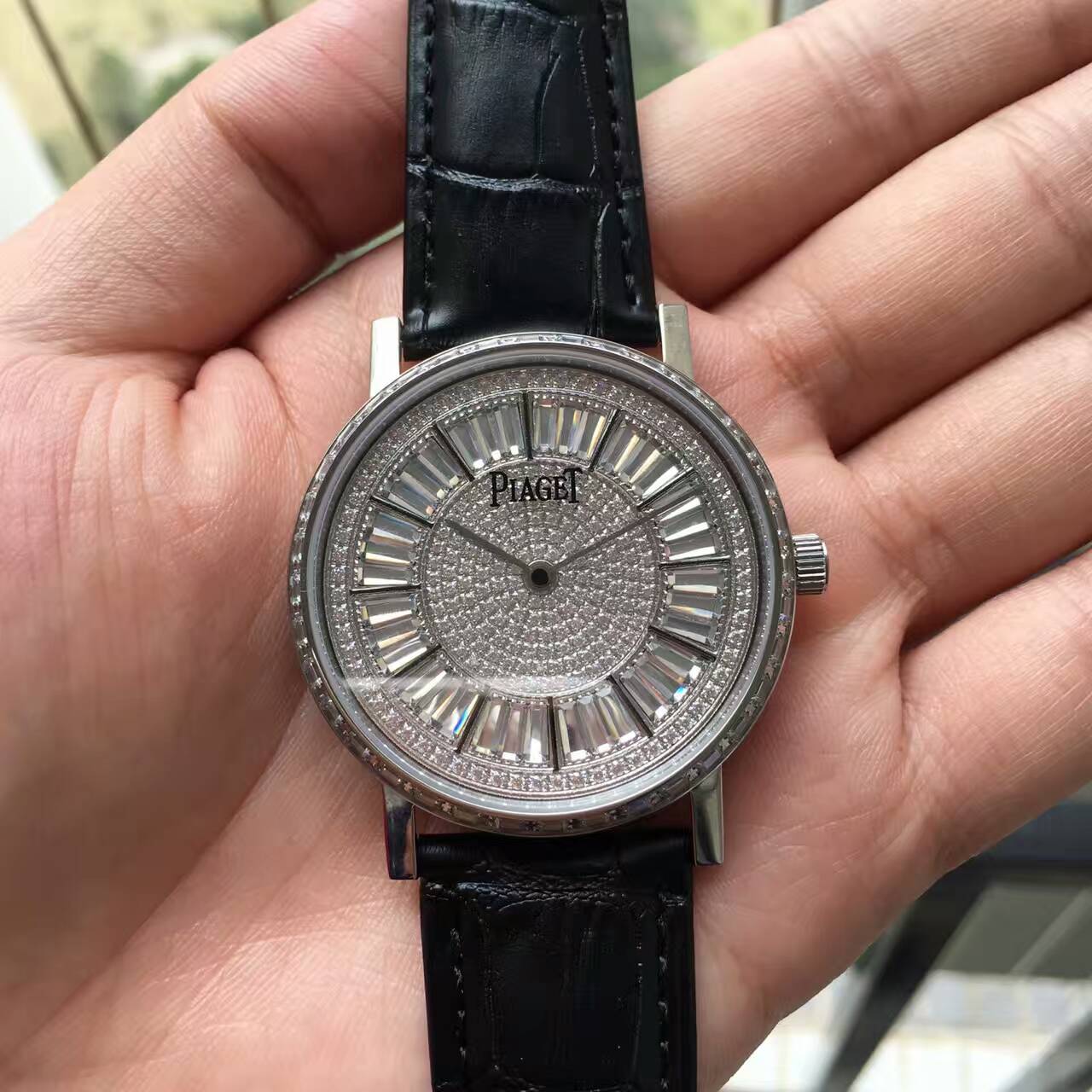 伯爵 精品男士超薄腕錶 超薄兩針 進口9015改裝定制全自動機芯 真牛皮錶帶 -rhid-117304