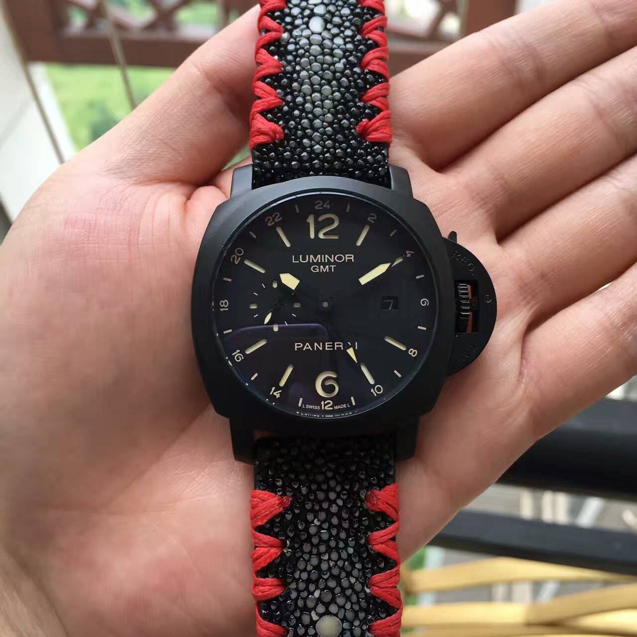 沛納海 魔鬼魚腕錶 雅黑錶殼 海鷗機芯 316精鋼 寬大指針-rhid-117444