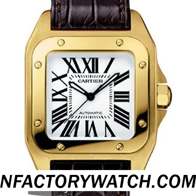 卡地亞Cartier Santos 山度士 W20112Y1 女錶 316不鏽鋼錶殼 電鍍18k金-rhid-117588